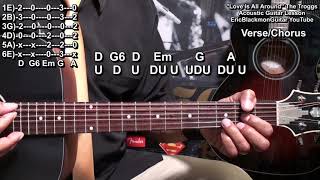 LOVE IS ALL AROUND The Troggs Guitar Lesson Tutorial TABSEricBlackmonGuitar [upl. by Ramej]