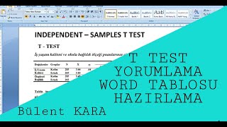 T TESTİ ANALİZLERİNİN YORUMLANMASI VE WORD TABLOSUNA DÖNÜŞTÜRÜLMESİ [upl. by Ennaus589]