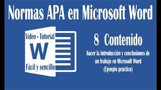 Vídeo 8 hacer introducción y conclusión en un trabajo de Word según normas APA sexta edición [upl. by Nylsaj886]