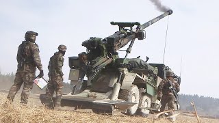 CAESAR 155mm SelfPropelled Howitzer  French Artillery Live Fire Exercise [upl. by Wichman]