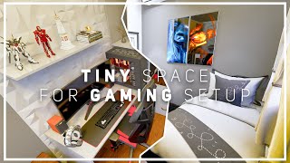 SMALL GAMING ROOM SETUP WITH BED  SMALL BEDROOM MAKEOVER GAMING AREA [upl. by Eikkin]