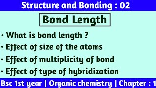 Bond length  Bsc 1st year chemistry  Structure and bonding  by Chemboost  Bsc chemistry [upl. by Nivrek385]