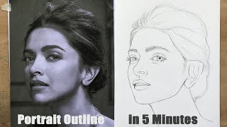 Perfect Portrait Outline in 5 Minutes  HOW TO DRAW FACE  Basic Proportion for Beginners [upl. by Ainegul]