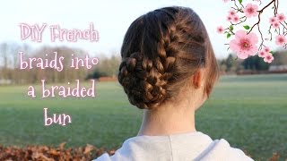 How to DIY French Braids into Braided Bun  Yiyayellow Hairstyles [upl. by Phillie]