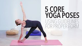 5 Core Yoga Poses  Using Guide Lines on Yoga Mat for Proper Alignment [upl. by Wahlstrom]