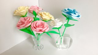 【ペーパーフラワー】茎付きのバラ 【paper flowers 】Roses with stems [upl. by Ailugram]