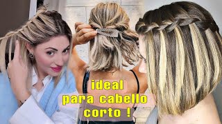 PEINADOS FÁCILES CON TRENZAS PARA CABELLO CORTO  chicas fashions [upl. by Marnie]