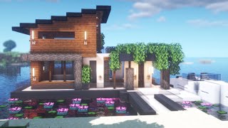 Minecraft How to Build a Modern Lake House  Relaxing Tutorial 2 [upl. by Eniaral]