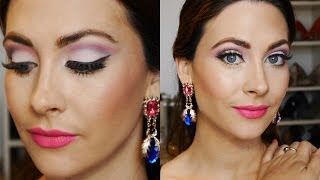 Look Maquillaje ojos y labios intensosFucsia amp Dorado [upl. by Ezekiel]