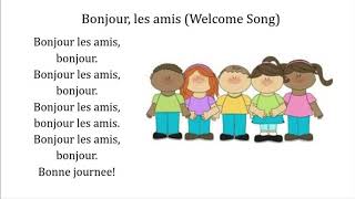 The Welcome Song in French  Bonjour les amis  French Kinder TV [upl. by Lledualc]