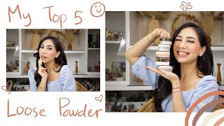 MY TOP 5 LOCAL LOOSE POWDER Bedak ringan murah amp bagus [upl. by Nortyad]