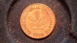 10 Pfennig Coin Of Germany Dated 1950 [upl. by Branscum792]