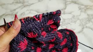 How to knit the 🌷 Flower Stitch 🌷 Two color flower stitch knitting [upl. by Rawna]