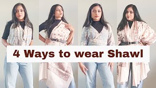 4 Different Handsfree Ways to Wrap Shawl with Western Outfits  Different Ways to Wear Shawl [upl. by Naryt]