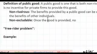 Public Goods as a Market Failure  part 1 [upl. by Baniaz]