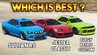 GTA 5 ONLINE  JESTER CLASSIC VS SULTAN RS VS ELEGY RETRO CUSTOM WHICH IS BEST [upl. by Suivatnod]