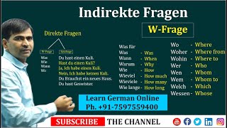 WQuestions in German  W Frage  German Grammar  Indirekte Fragen  Learn German A2 [upl. by Lenrad]