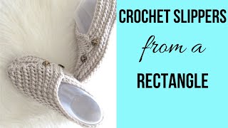 Easy Crochet Slippers from a Rectangle [upl. by Ahsiekahs]