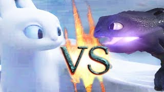 Light Fury VS Night Fury Most Epic Battle  How to Train Your Dragon [upl. by Philipa]