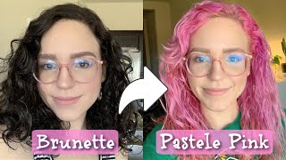 DIY BROWN TO PASTEL PINK HAIR  VLOG [upl. by Ojyllek]