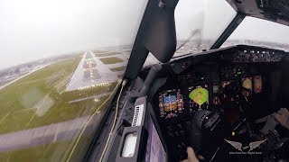 Stormy crosswind landing in LGW  Boeing 737 Captains view [upl. by Novihs]