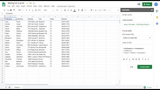 How to print mailing labels from Google Sheets [upl. by Asserat]