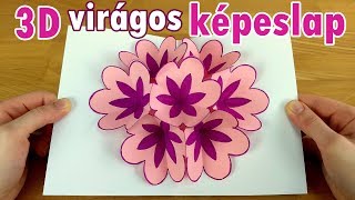 3D virágos képeslap készítése  Ajándékötlet 🎁  Manó kuckó [upl. by Darsey301]