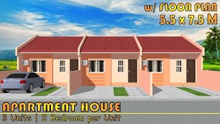 41 SQM  SMALL APARTMENT DESIGN  3 UNITS  2 BEDROOM per UNIT [upl. by Nahtanoy]