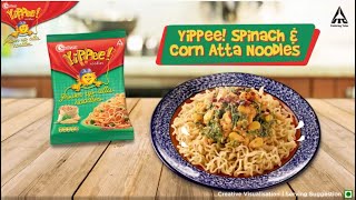 YiPPee Atta Noodles  Spinach and Corn Noodle Recipe [upl. by Schulein]