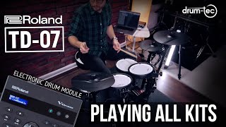 Roland TD07KV electronic drum kit Playing ALL KITS sound demo [upl. by Eugenius551]