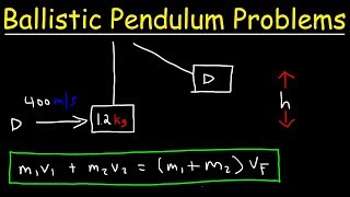 Ballistic Pendulum Physics Problems  Conservation of Momentum amp Energy  Inelastic Collisions [upl. by Corotto]