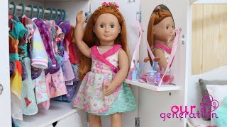 OUR GENERATION DOLL CLOSET TOUR AND ROOM DECORATION [upl. by Denie]