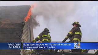 Firefighters Battle 3Alarm House Fire In Somerville [upl. by Anassor]