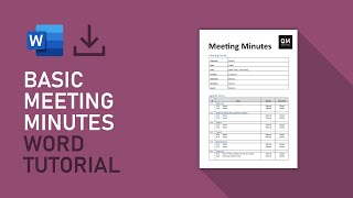 Basic Meeting Minutes Template  Microsoft Word Tutorial FREE DOWNLOAD [upl. by Aicilyt493]