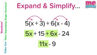 Expanding amp Simplifying Single Brackets  Tutorial  Revision [upl. by Aikrehs263]