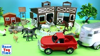 Horse Barn Playset plus Fun Farm Animals Toys For Kids [upl. by Schwenk623]