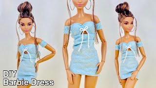 DIY Barbie Summer Dress  How to Make Trendy Clothes for Barbie Dolls [upl. by Tihom59]