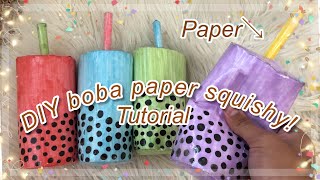 HOW TO MAKE A BOBA PAPER SQUISHY super easy  tutorial [upl. by Laurianne805]