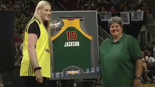 Lauren Jacksons jersey retirement ceremony by WNBA Seattle Storm  15 Jul 2016 [upl. by Forrester]