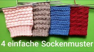 4 einfache Sockenmuster stricken [upl. by Aratahc]