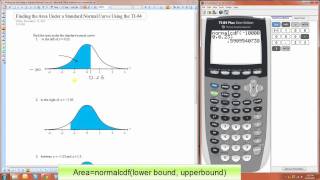 Finding the Area Under a Standard Normal Curve Using the TI84 [upl. by Trebla]