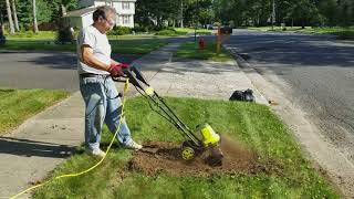 Sun Joe 135 Amp Electric Tiller Demo 1 [upl. by Bullen]