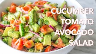 Salads Cucumber Tomato Avocado Salad Recipe  Natashas Kitchen [upl. by Ebbarta64]