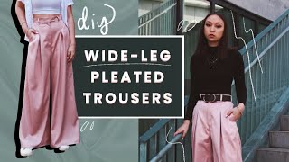 DIY WideLeg Pleated Trousers  PATTERN  How to Sew Pants with a Fly Front and Side Seam Pockets [upl. by Belford566]