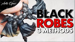 How to Paint Black Cloth amp Leather  3 Methods in 3 steps Contrast  Drybrush [upl. by Lucais]