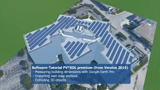 Tutorial Design a fast PV system with PVSOL premium using Google Earth data 3D  Miami USA [upl. by Sumetra]