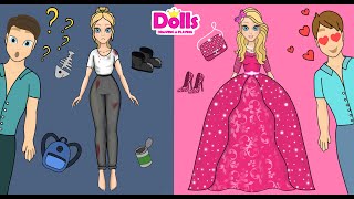 PAPER DOLLS DRESS UP NEW DRESSES amp CLOTHES DOLLHOUSE FROM PAPER DIY HANDMADE [upl. by Ellek]