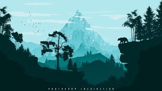 Photoshop Tutorial  Flat Mountain Landscape [upl. by Barty683]