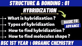 Hybridization and its types  Structure and bonding  Bsc 1st year chemistry  by Chemboost [upl. by Irena189]