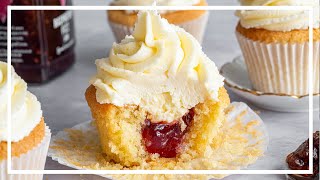 JAMFILLED Glutenfree Vanilla Cupcakes Recipe 😍  Baking with Becky [upl. by Deibel]